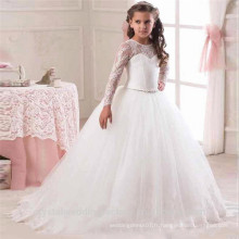 Derniers enfants Frocks Birthday Lace à manches longues A Line Flower Girl Dresses Pattern Kids Party LF19